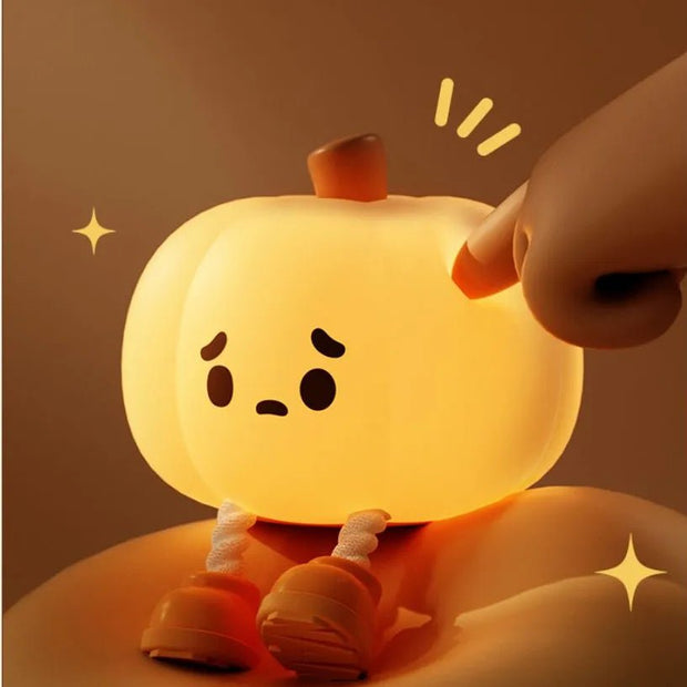 Home Decor Halloween Pumpkin Night Light Cute Soft Silicone Lamp Touch Dimmable Rechargeable Bedside Decor Light Kids Gifts Halloween Decorations - Enva Store