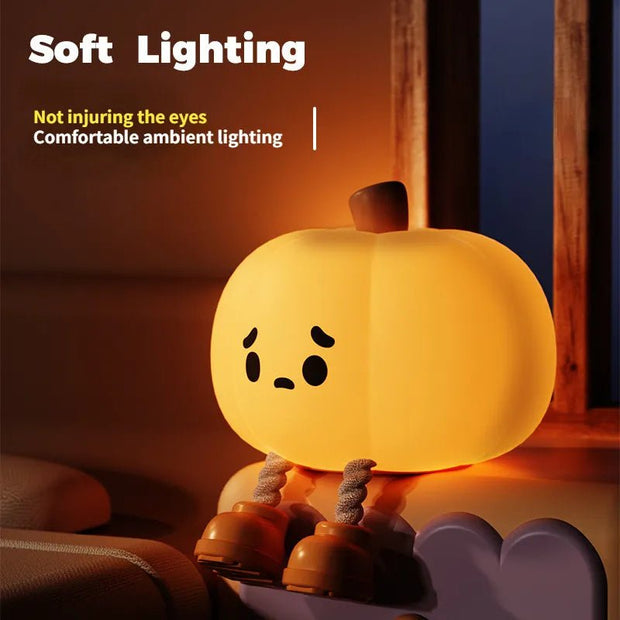Home Decor Halloween Pumpkin Night Light Cute Soft Silicone Lamp Touch Dimmable Rechargeable Bedside Decor Light Kids Gifts Halloween Decorations - Enva Store